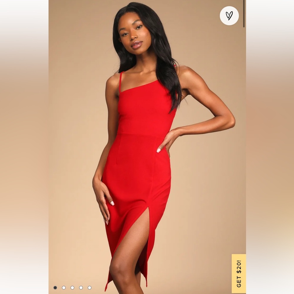 Lulus Shape The Night Red Asymmetrical Midi Dress